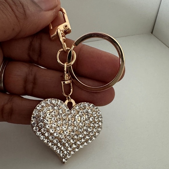 Gold Heart with Crystals Bag Charm NWOT - Picture 3 of 4